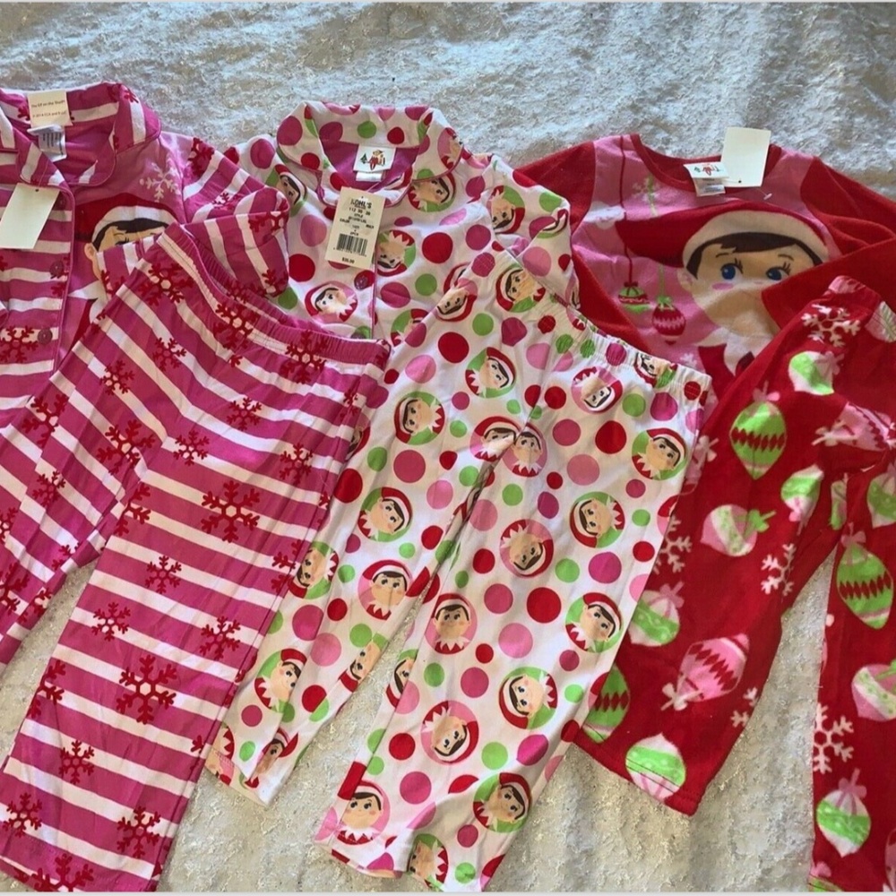 Lot of 3 Elf on the shelf pajamas, 2 piece sets Size 4  All new